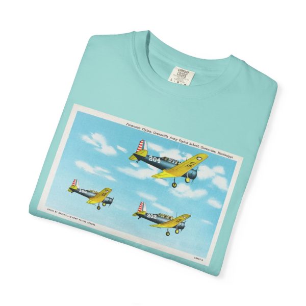 Greenville MS (Formation Flying) Vintage Airplane Post Card Graphic Tee, Unisex Garment-Dyed T-shirt, Sky Lover Gift, Aviation Enthusiast Shirt, Retro Airplane Apparel, Casual - Image 10