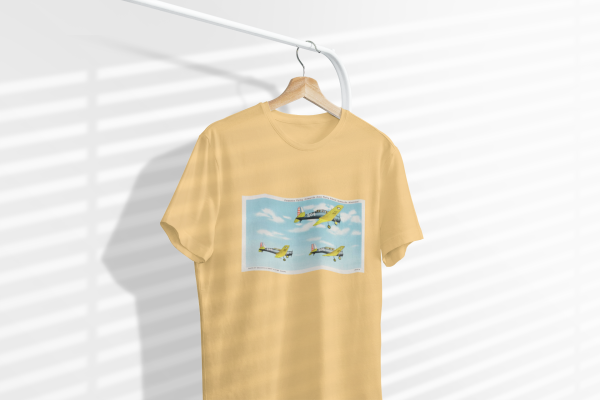 Greenville MS (Formation Flying) Vintage Airplane Post Card Graphic Tee, Unisex Garment-Dyed T-shirt, Sky Lover Gift, Aviation Enthusiast Shirt, Retro Airplane Apparel, Casual - Image 6