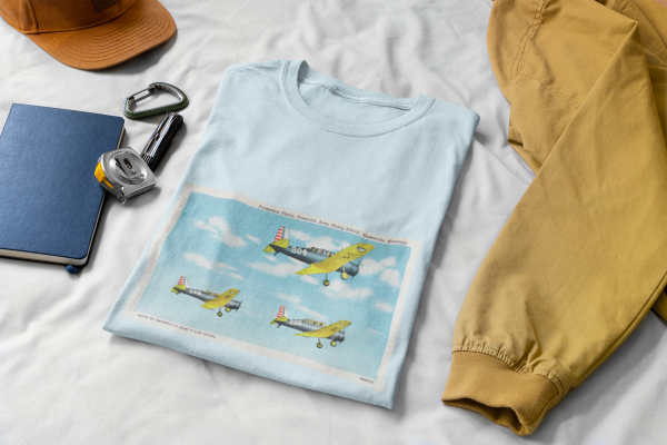 Greenville MS (Formation Flying) Vintage Airplane Post Card Graphic Tee, Unisex Garment-Dyed T-shirt, Sky Lover Gift, Aviation Enthusiast Shirt, Retro Airplane Apparel, Casual - Image 4
