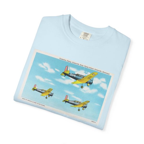 Greenville MS (Formation Flying) Vintage Airplane Post Card Graphic Tee, Unisex Garment-Dyed T-shirt, Sky Lover Gift, Aviation Enthusiast Shirt, Retro Airplane Apparel, Casual - Image 9