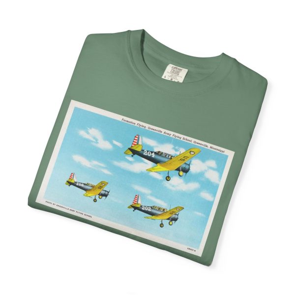 Greenville MS (Formation Flying) Vintage Airplane Post Card Graphic Tee, Unisex Garment-Dyed T-shirt, Sky Lover Gift, Aviation Enthusiast Shirt, Retro Airplane Apparel, Casual - Image 8